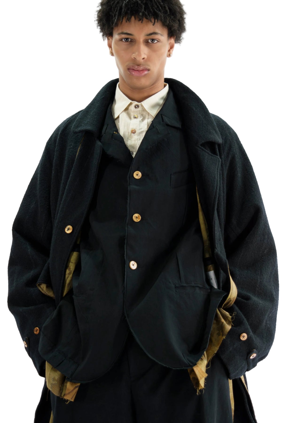 Raw-Edge Pleated Jacket