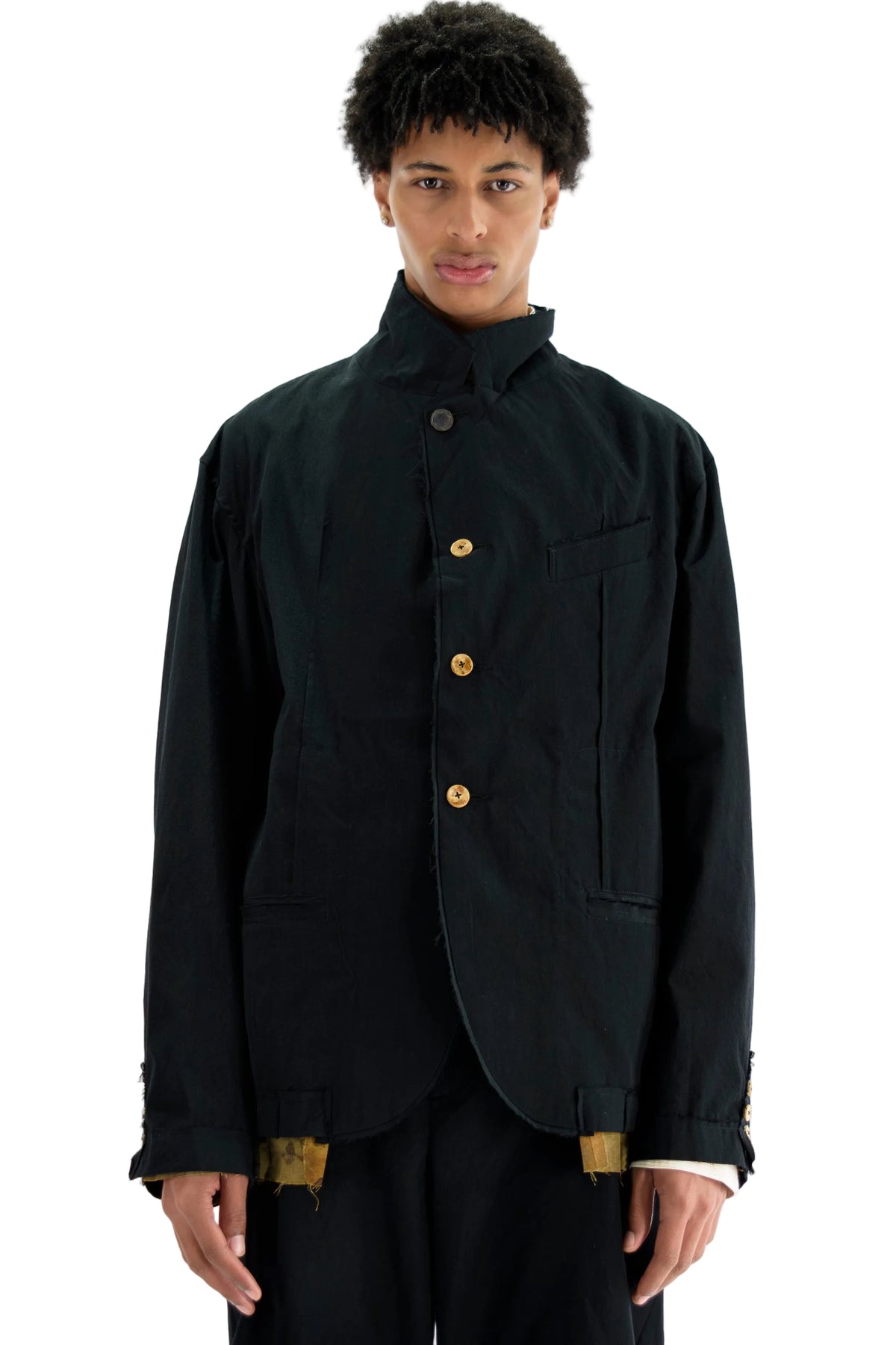 Raw-Edge Pleated Jacket