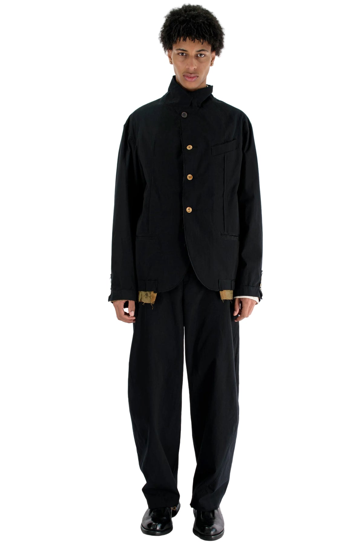 Raw-Edge Pleated Jacket