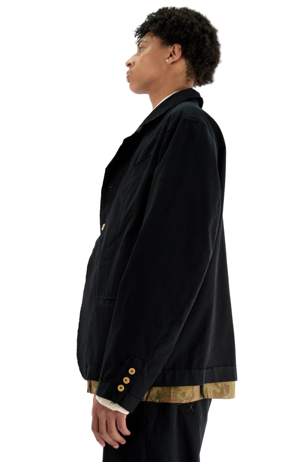 Raw-Edge Pleated Jacket