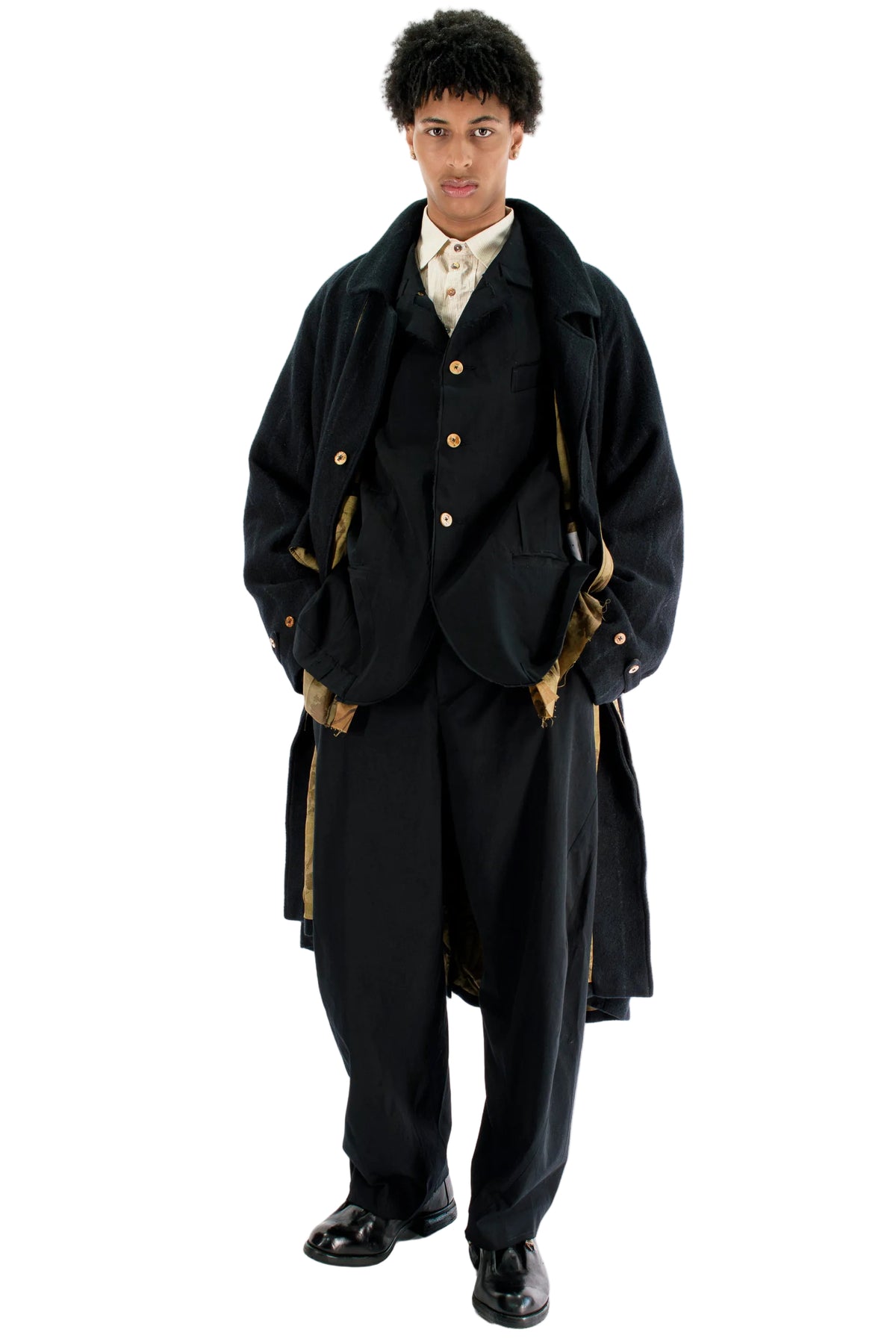 Raw-Edge Pleated Jacket