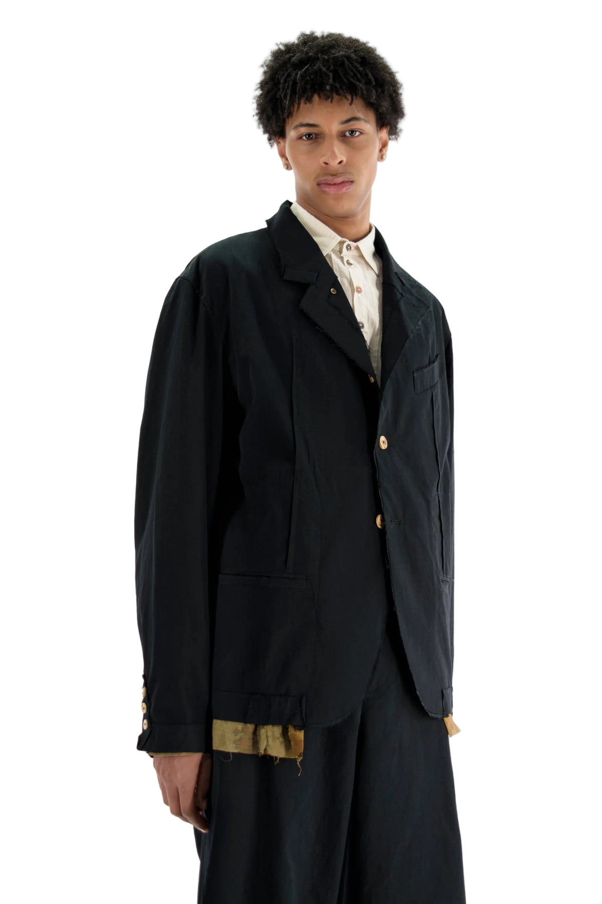 Raw-Edge Pleated Jacket