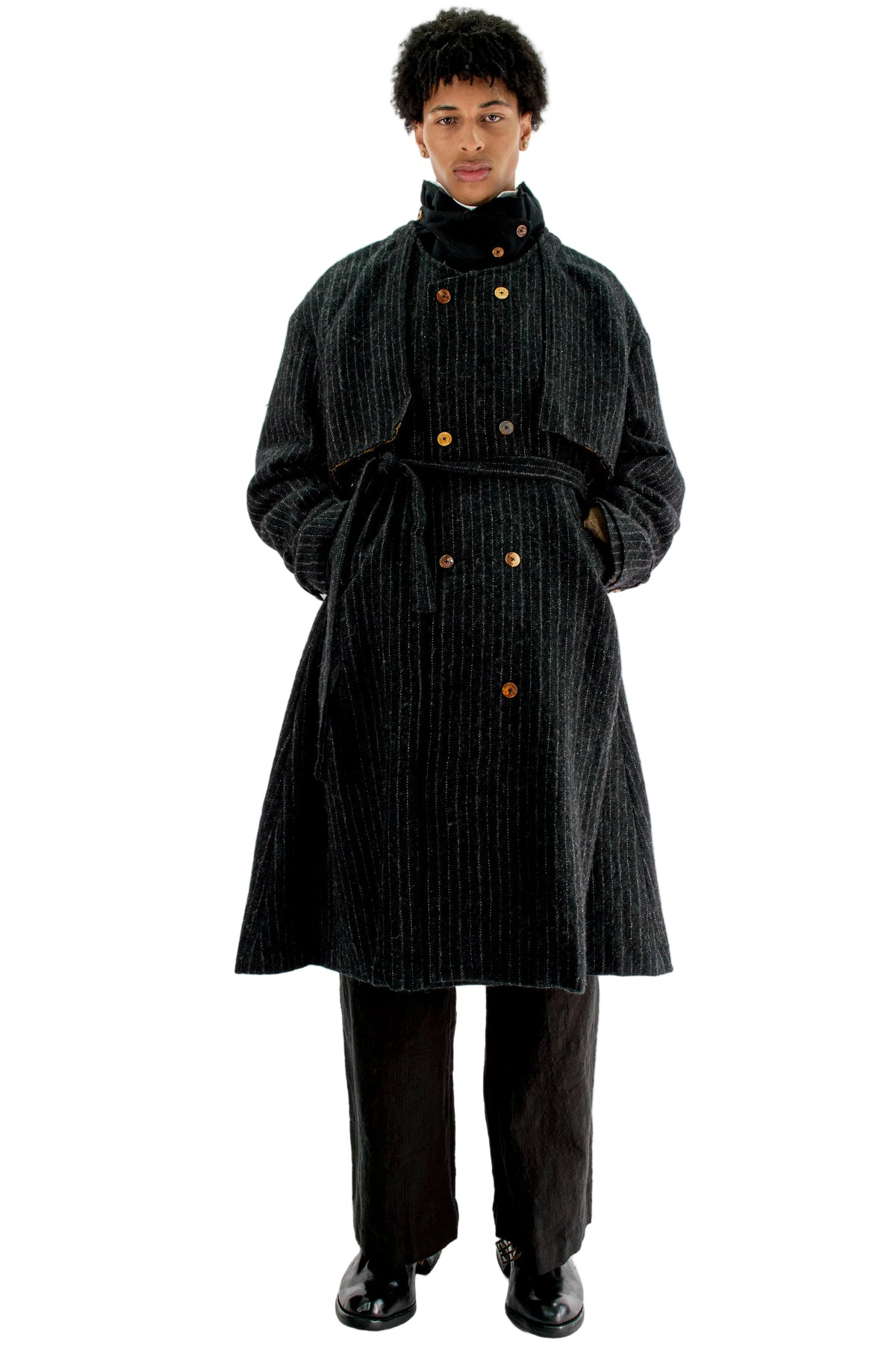 Hand-Woven Oversized Double-Breasted Trench Coat