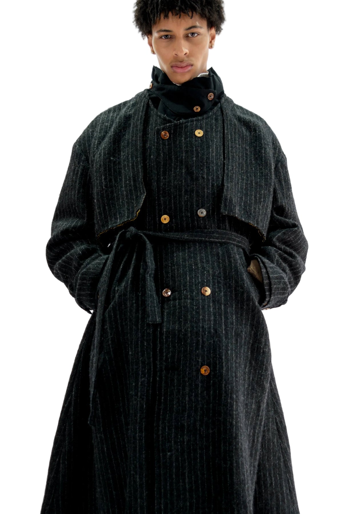 Hand-Woven Oversized Double-Breasted Trench Coat