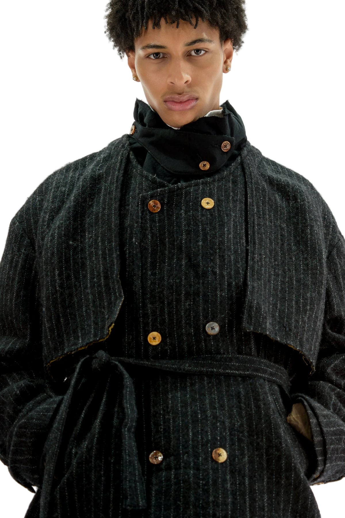 Hand-Woven Oversized Double-Breasted Trench Coat