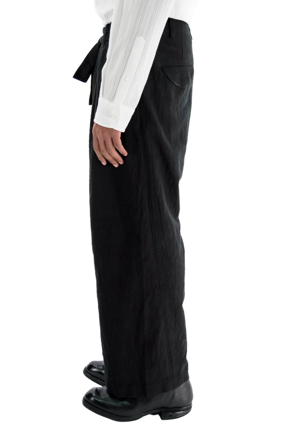 Hand-Woven Dyed Strapped Wide Trousers