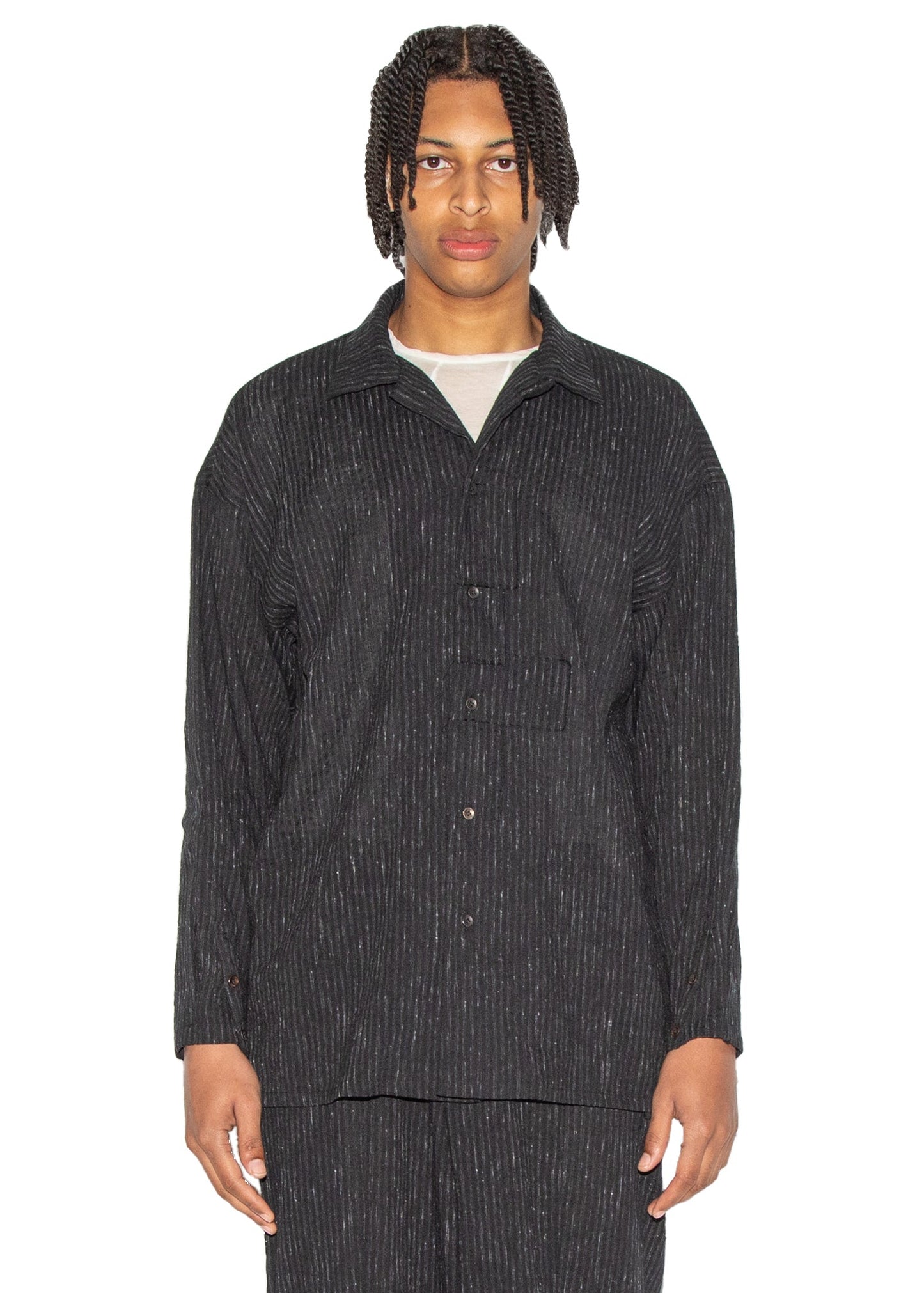 Relaxed Fit Hand Woven and Dyed Floral Patch Shirt