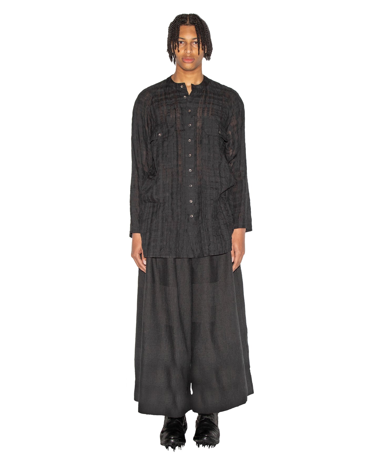Slim-Fit Hand Woven Pleated Shirt