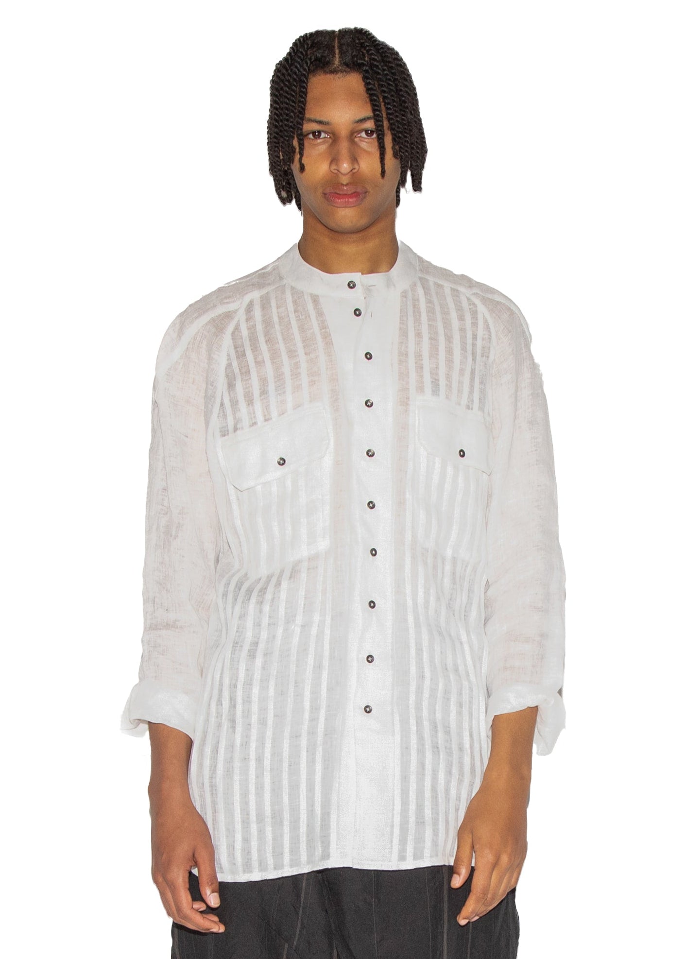Slim-Fit Hand Woven Pleated Shirt