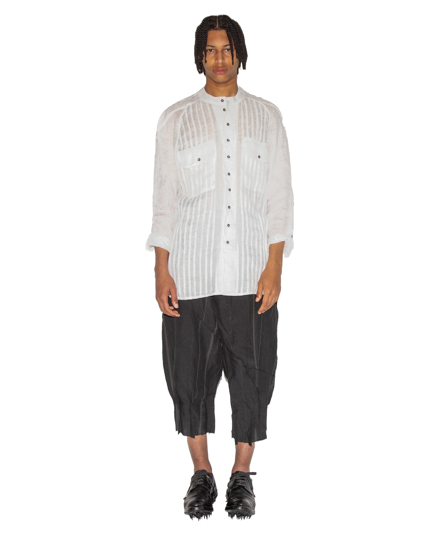 Slim-Fit Hand Woven Pleated Shirt