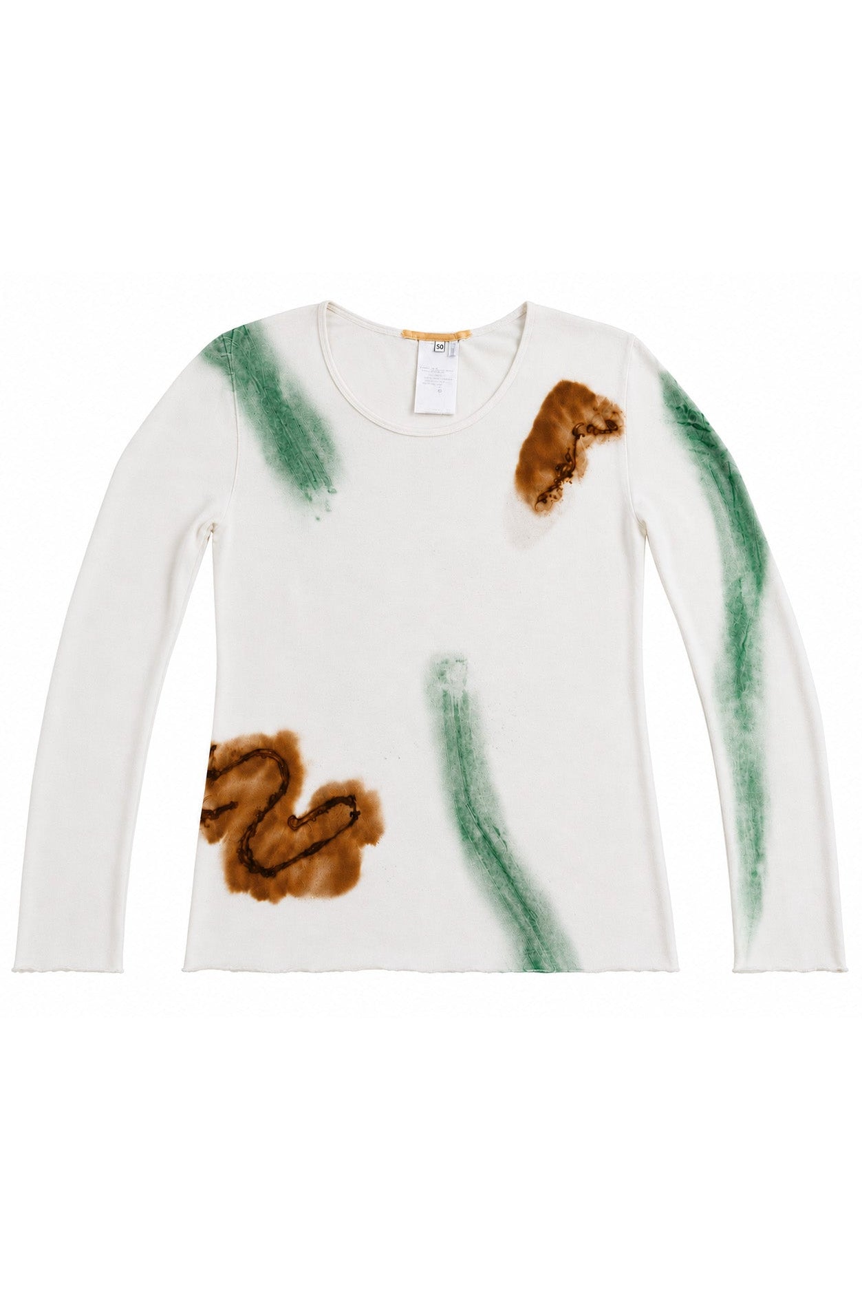 Object Dyed Reverse Stained L. Sleeve Crewneck Slant Shirt