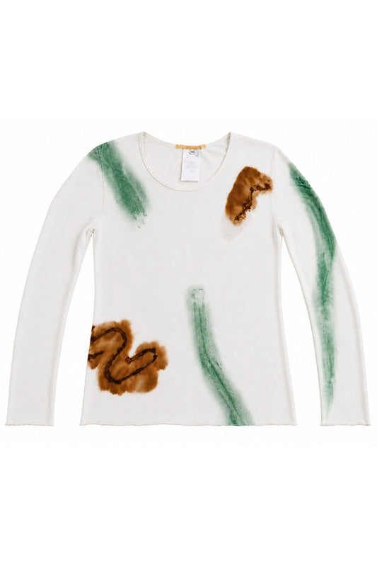 Object Dyed Reverse Stained L. Sleeve Crewneck Slant Shirt