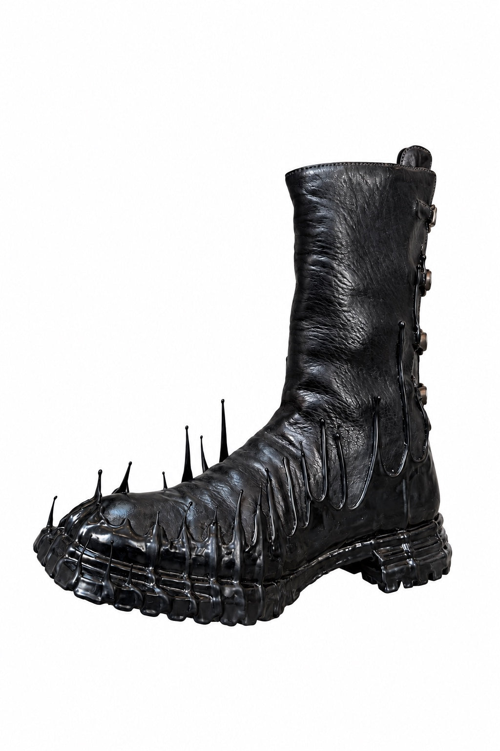 Carol Christian Poell Object Dyed Goodyear Gravity Drip Cockle Boot in black, view 1
