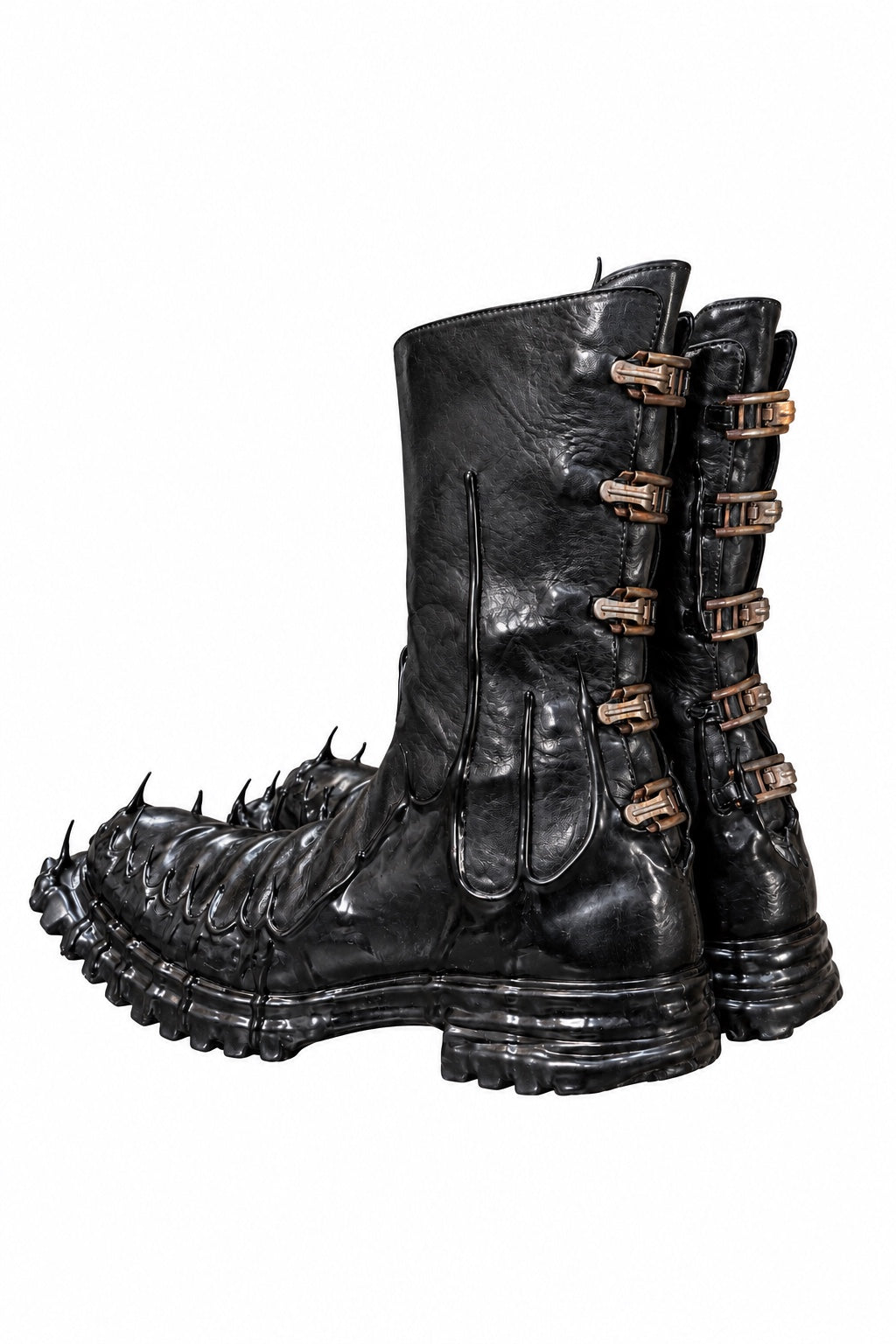 Carol Christian Poell Object Dyed Goodyear Gravity Drip Cockle Boot in black, view 2