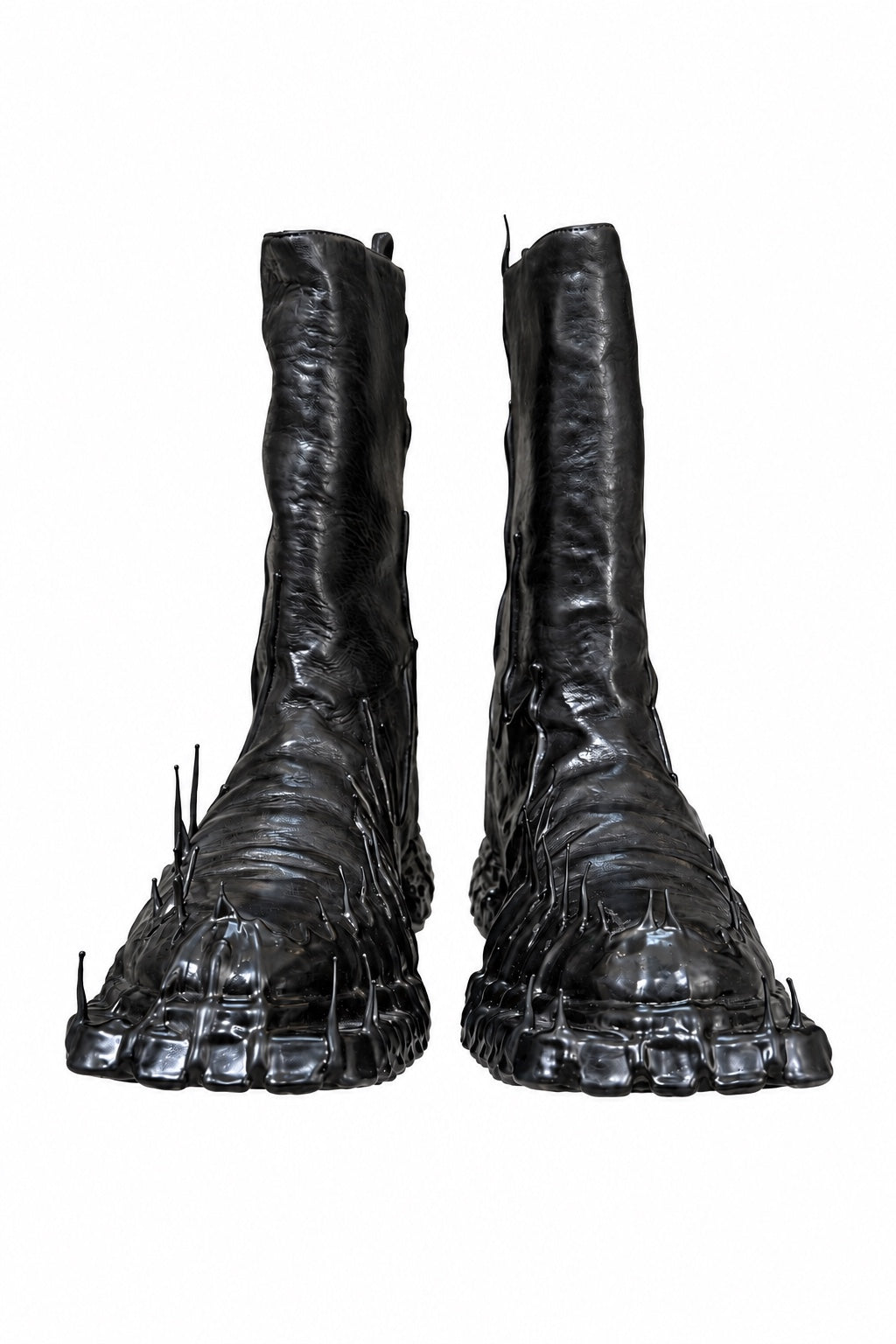 Carol Christian Poell Object Dyed Goodyear Gravity Drip Cockle Boot in black, view 3
