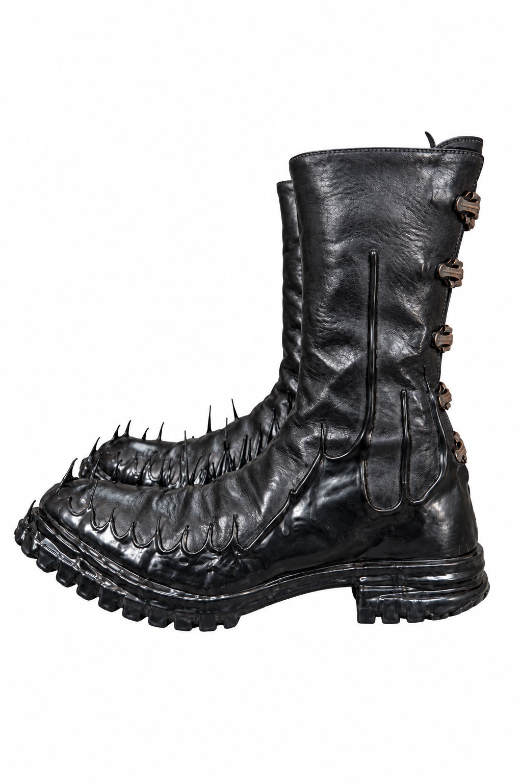 Carol Christian Poell Object Dyed Goodyear Gravity Drip Cockle Boot in black, view 4