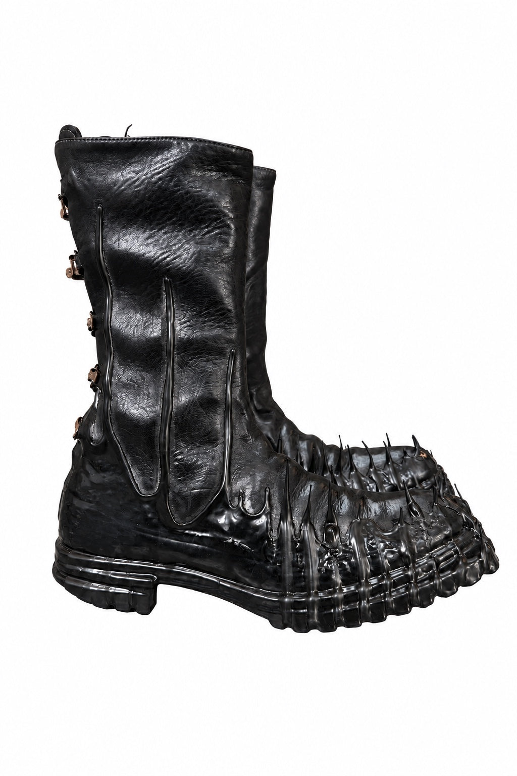 Carol Christian Poell Object Dyed Goodyear Gravity Drip Cockle Boot in black, view 5