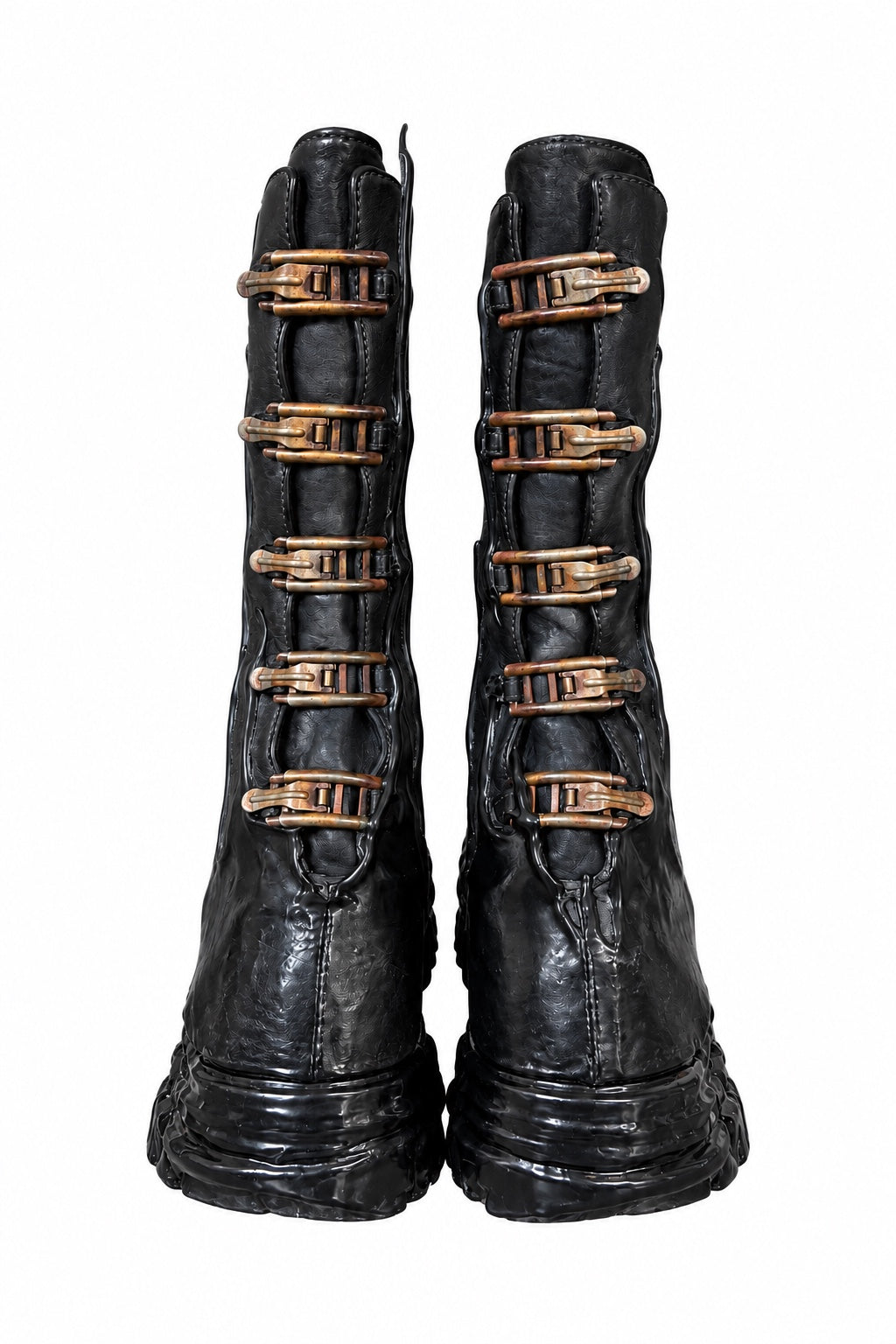 Carol Christian Poell Object Dyed Goodyear Gravity Drip Cockle Boot in black, view 6