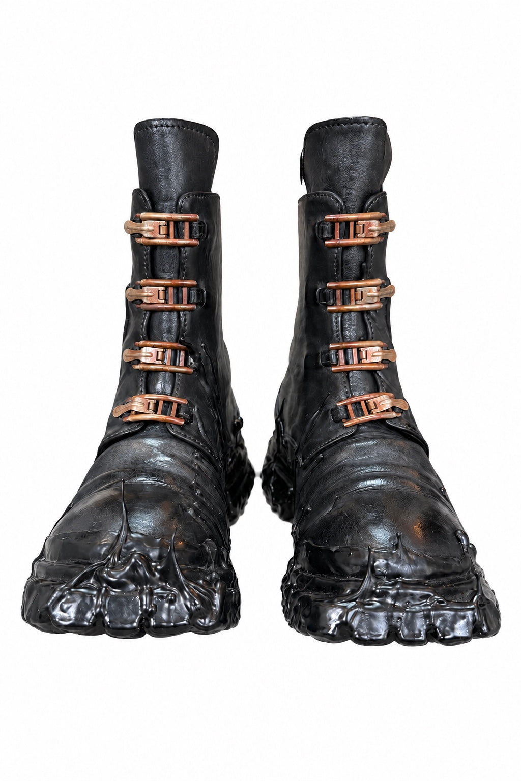Carol Christian Poell Object Dyed Goodyear Gravity Drip Cockle Combat in black, view 1
