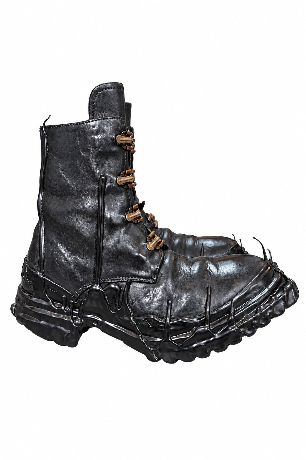 Carol Christian Poell Object Dyed Goodyear Gravity Drip Cockle Combat in black, view 2