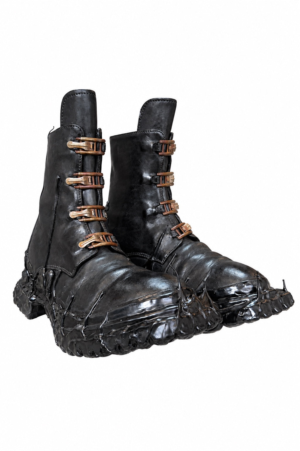 Carol Christian Poell Object Dyed Goodyear Gravity Drip Cockle Combat in black, view 3
