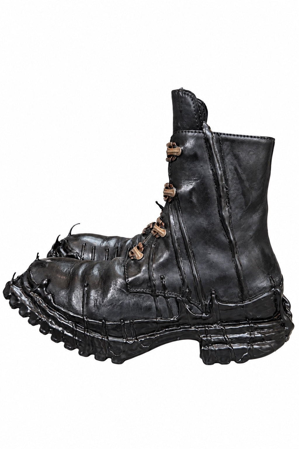 Carol Christian Poell Object Dyed Goodyear Gravity Drip Cockle Combat in black, view 5