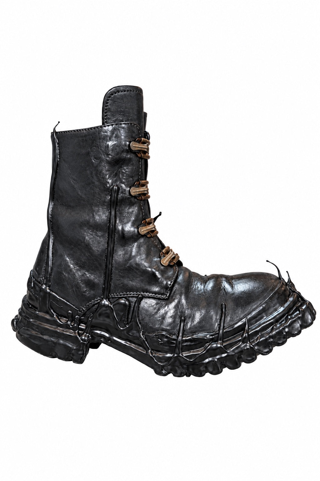 Carol Christian Poell Object Dyed Goodyear Gravity Drip Cockle Combat in black, view 7