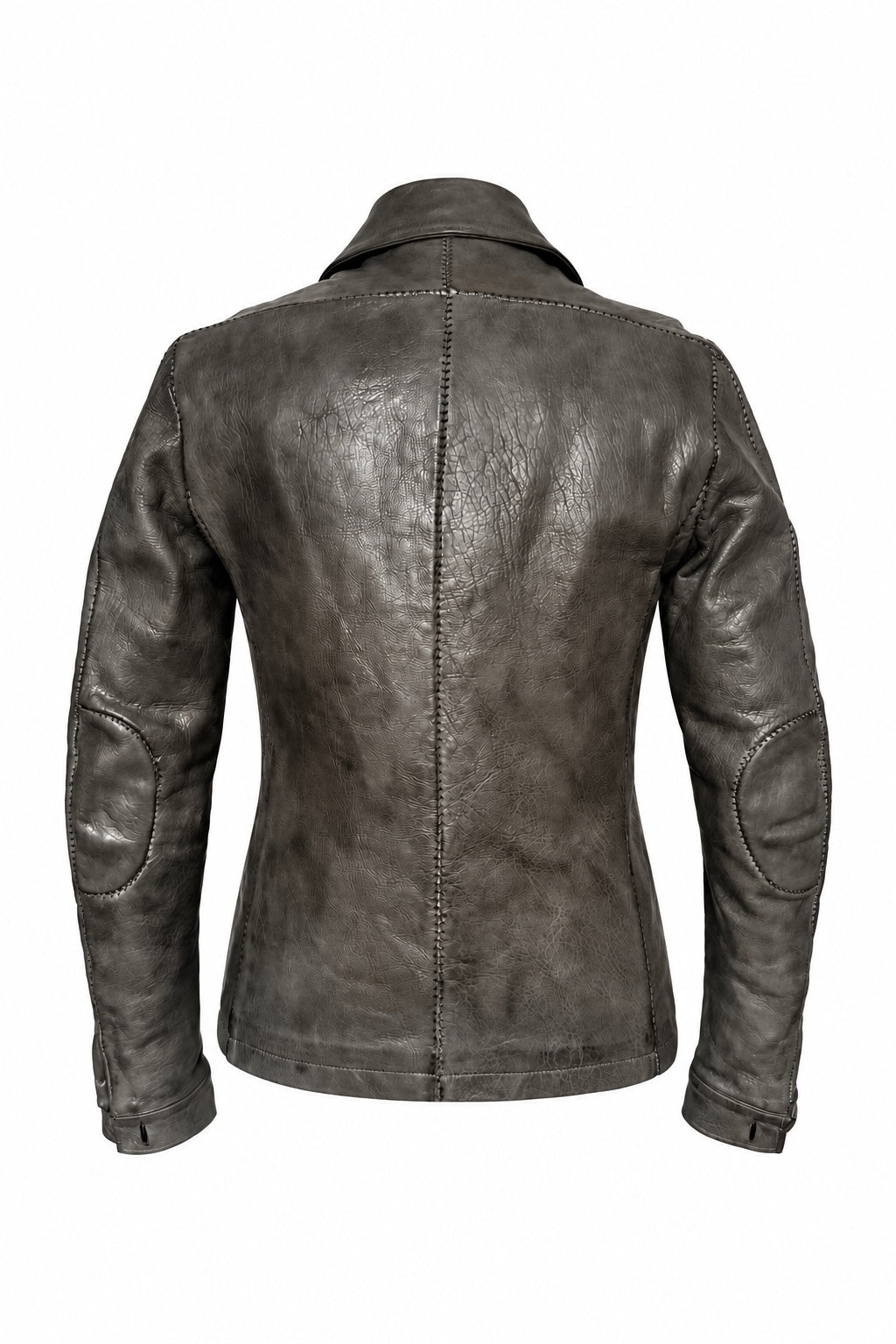 Carol Christian Poell Object Dyed Lined Overlock Leather Jacket in grey — back view