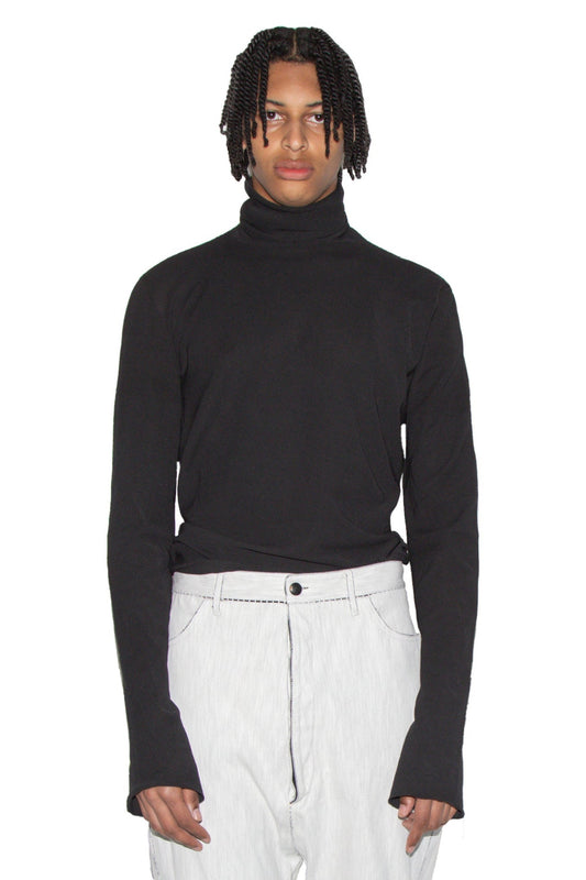 Object Dyed Reverse L. Sleeve Tube Neck Slant Shirt — image 1