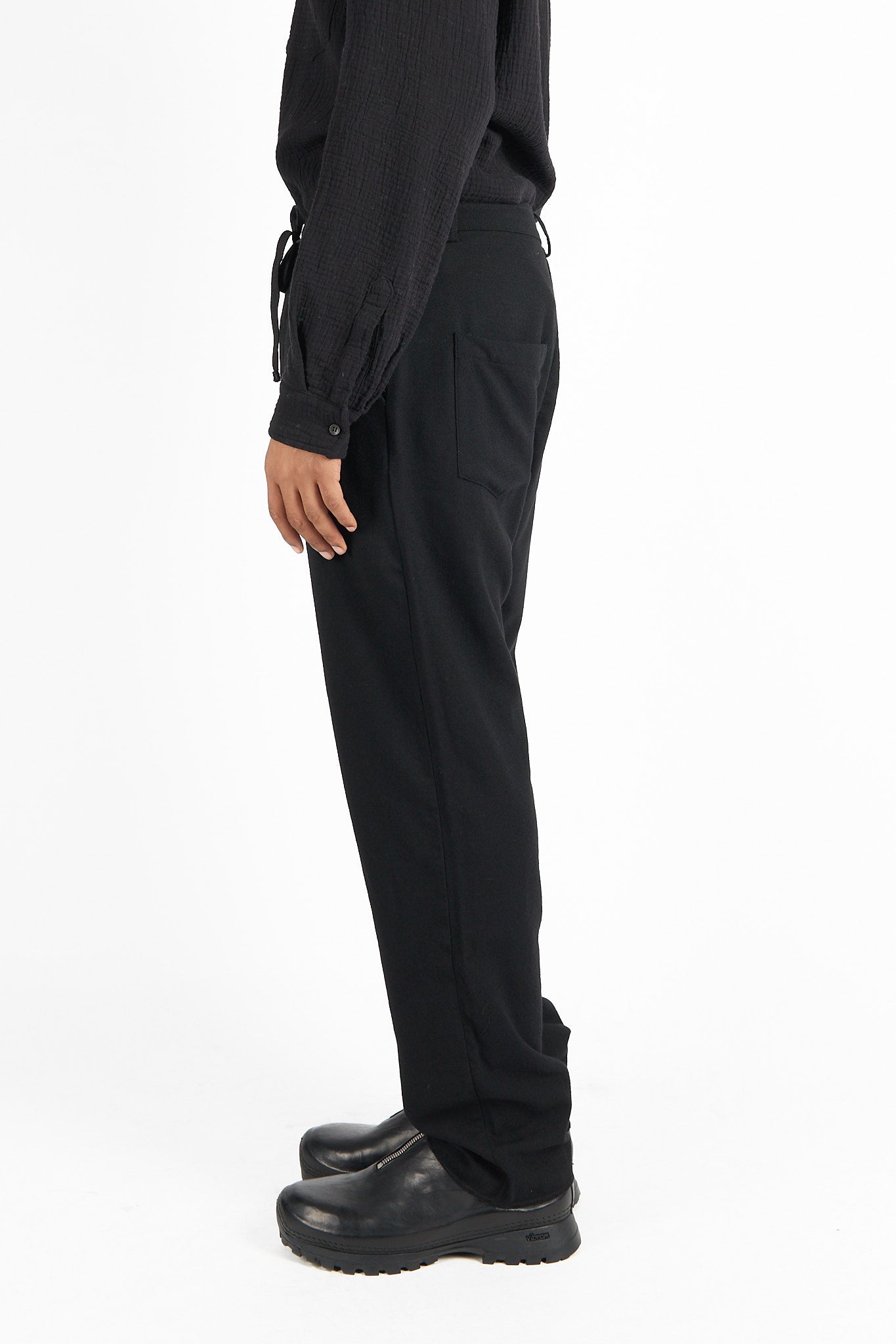 Drawstring Pants with Asymmetric Back Seam