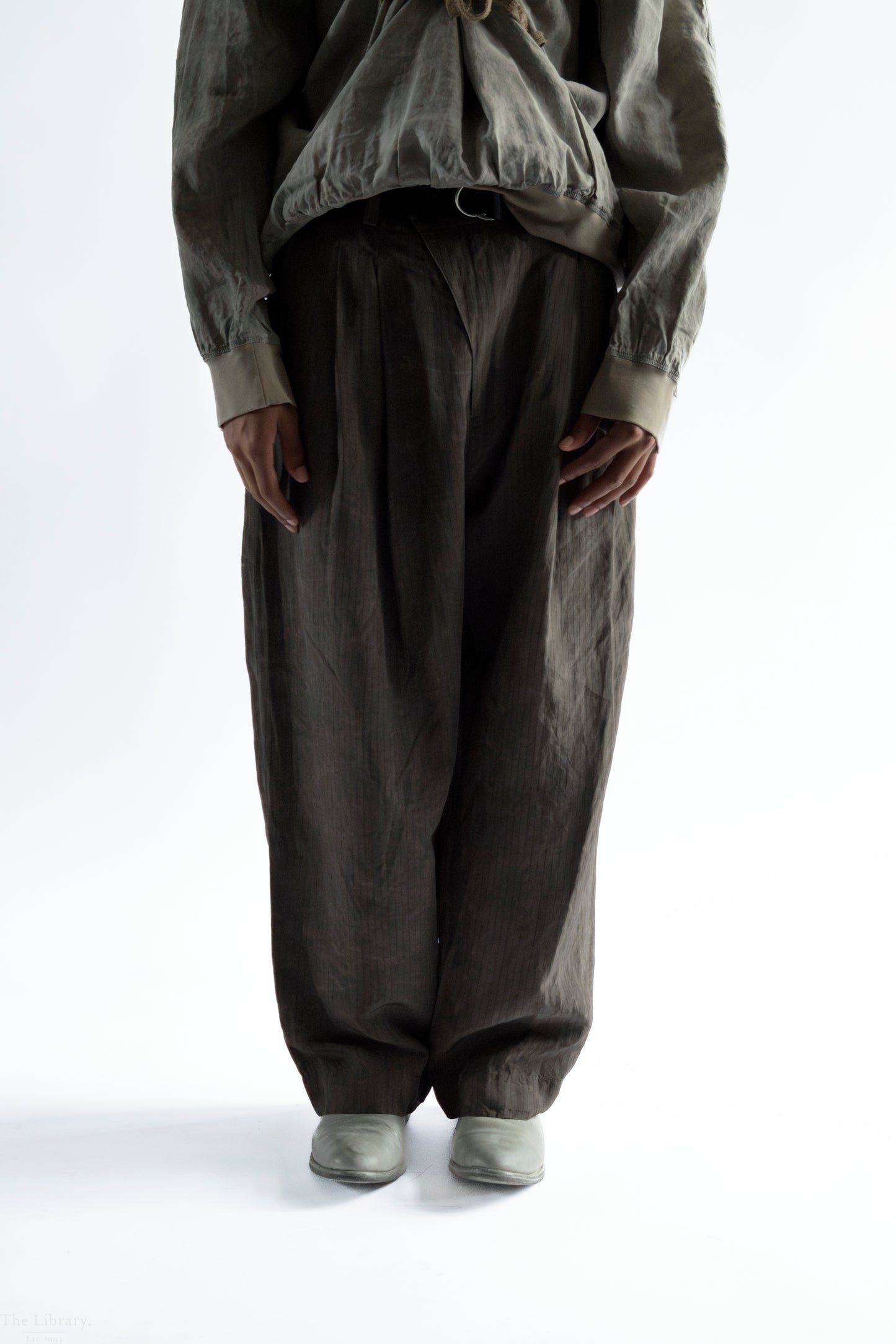 Drop-Crotched Pleated Trousers