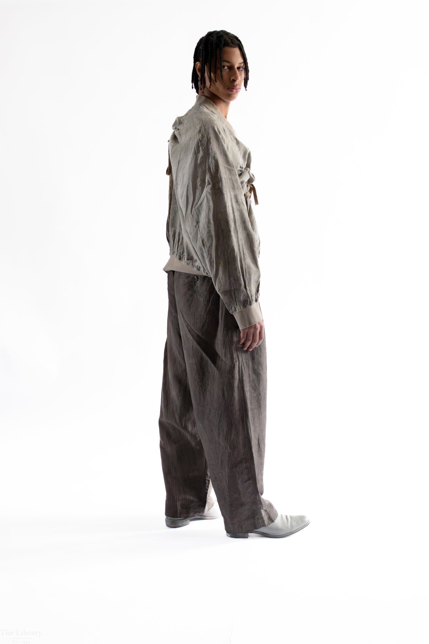 Drop-Crotched Pleated Trousers