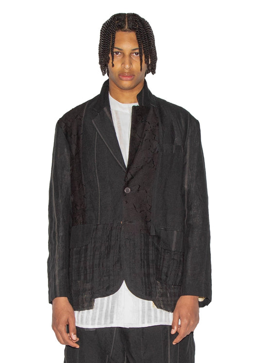 Slim-Fit Hand Woven Yarn Dyed Patch Blazer