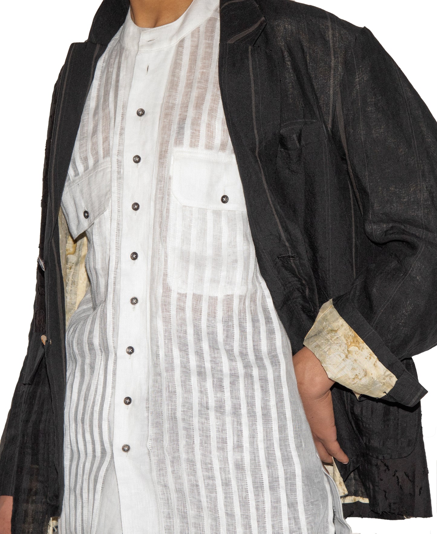 Slim-Fit Hand Woven Yarn Dyed Patch Blazer