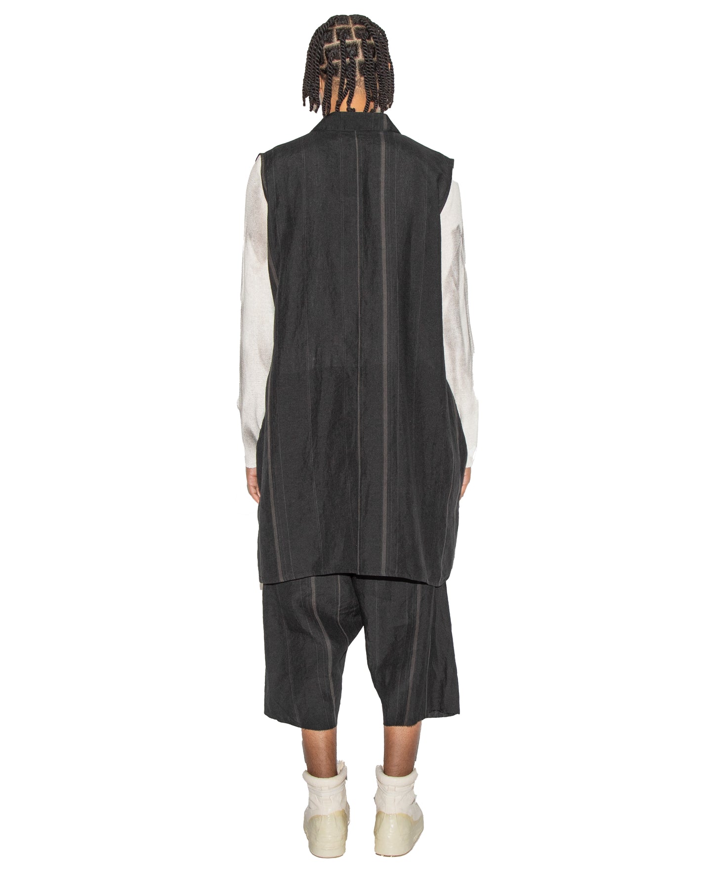 Relaxed Fit Sleeveless Hand Woven Long Shirt