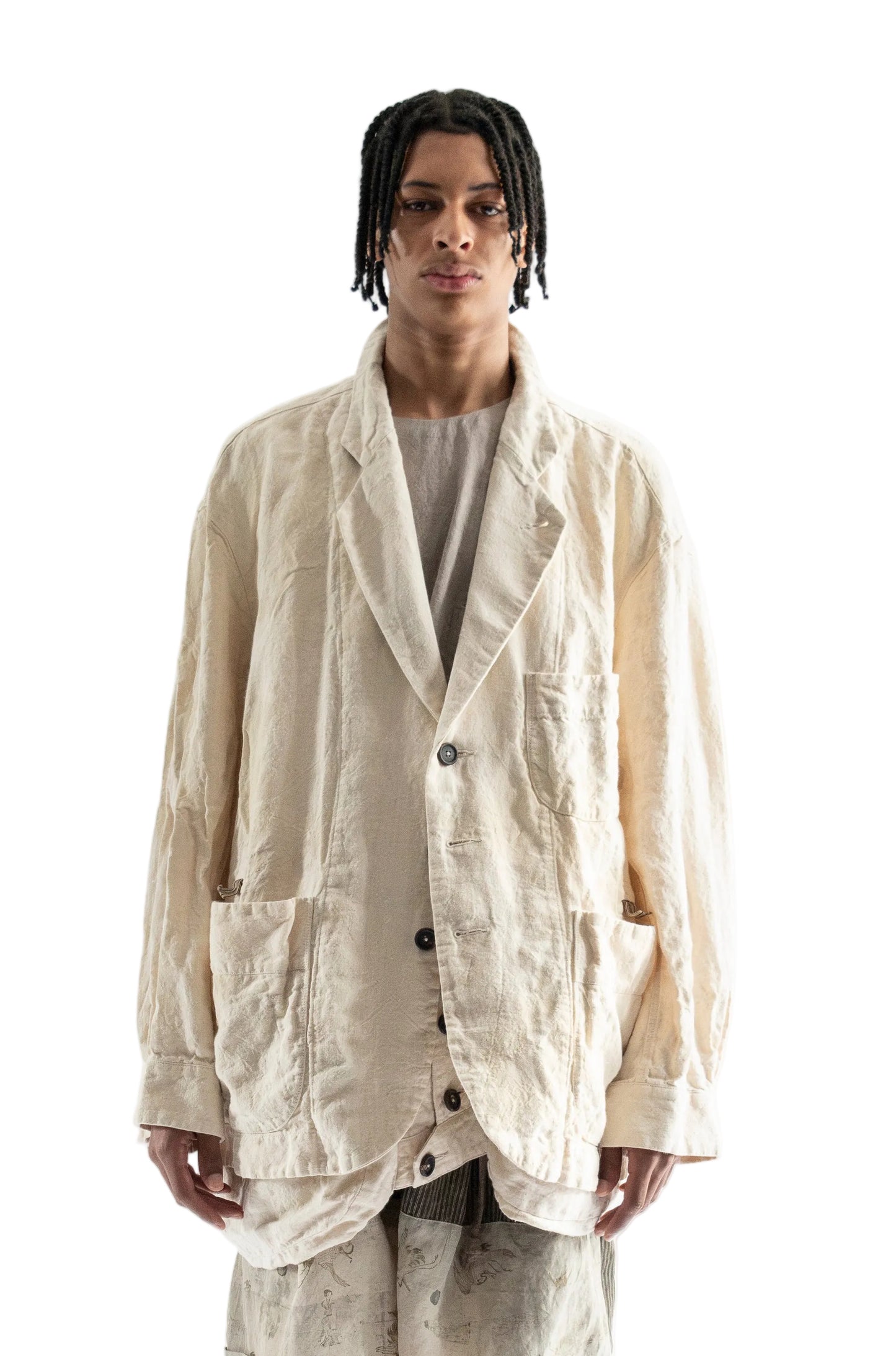 Stand Collar Three Button Blazer