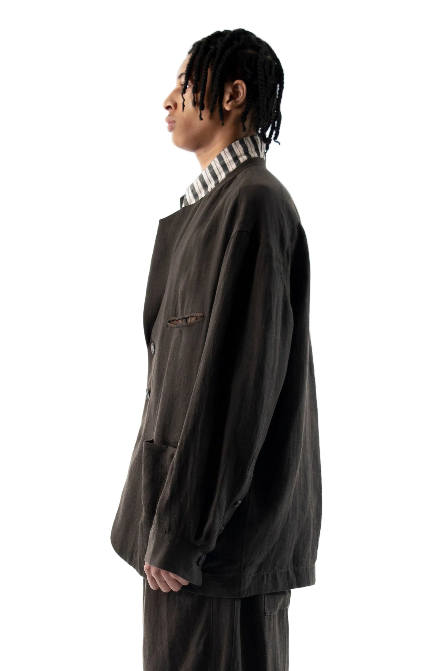 Stand Collar Three Button Blazer