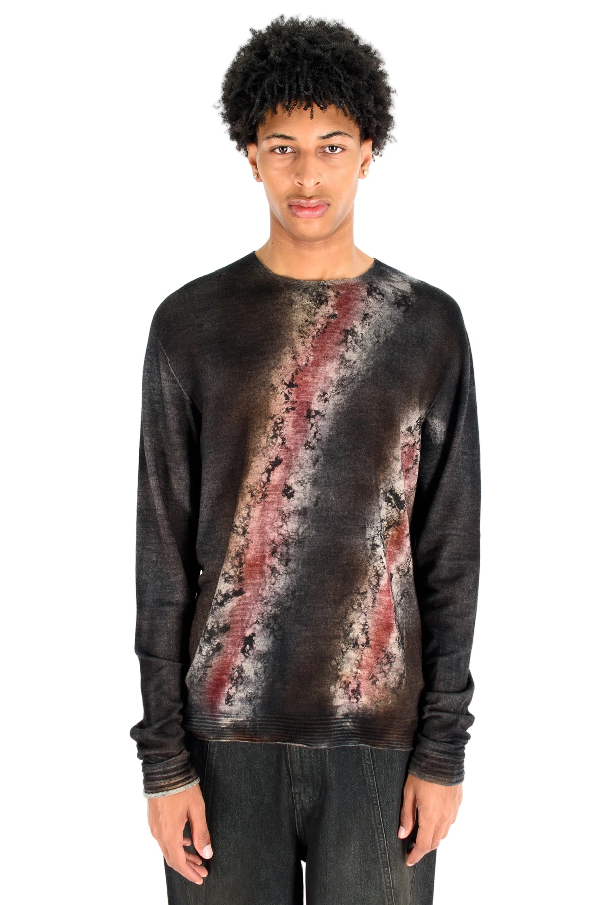 Spray-Dyed Clay-Detail Wool Sweater