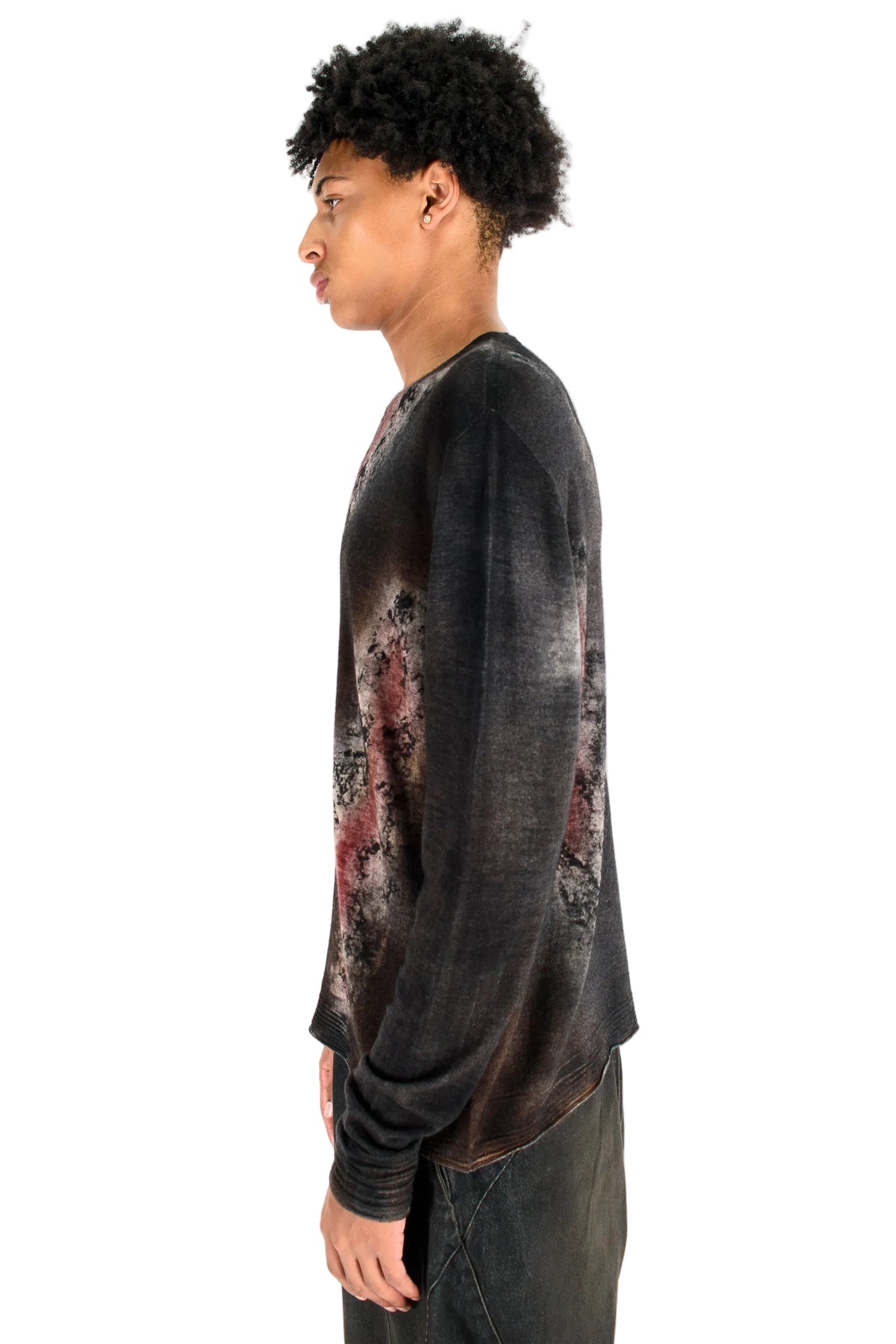 Spray-Dyed Clay-Detail Wool Sweater