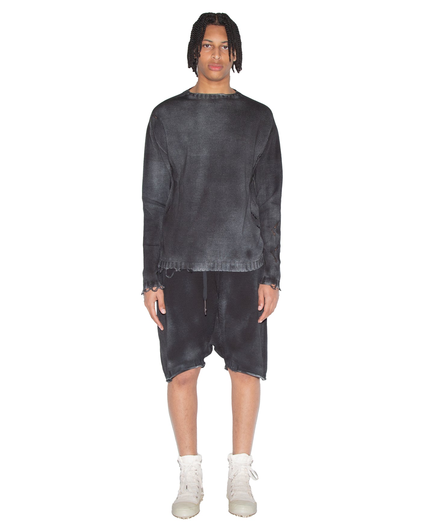 Oversized Distressed Knit Sweater