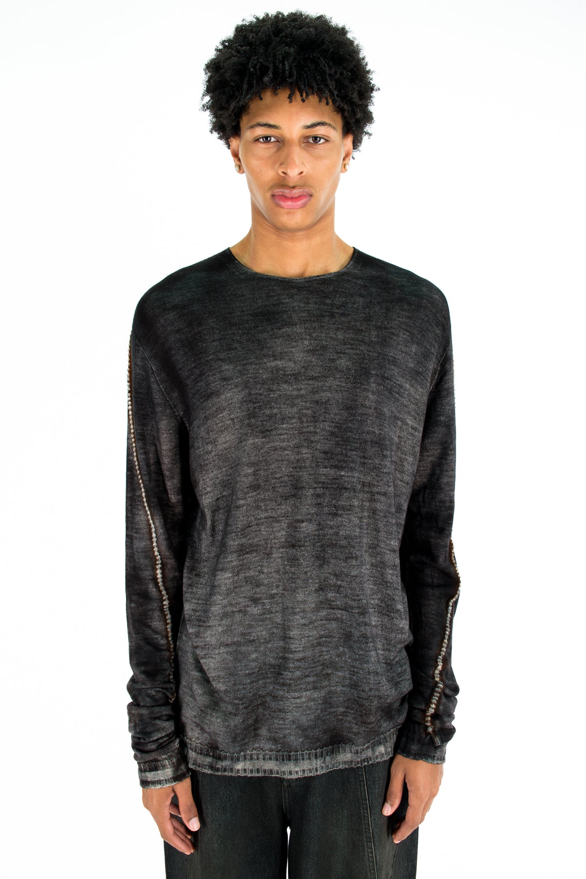 Scar-Stitch Wool Knit Sweater