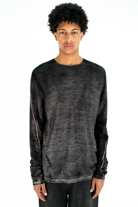 Scar-Stitch Wool Knit Sweater