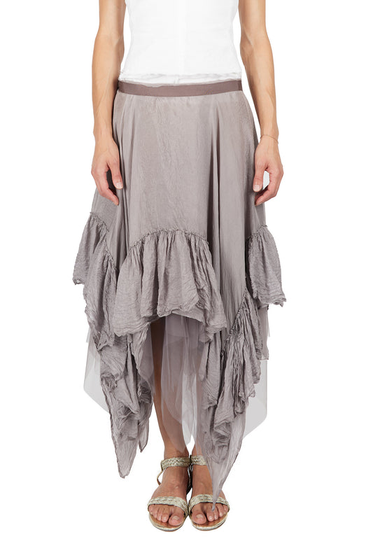 Pleated Pongé Skirt