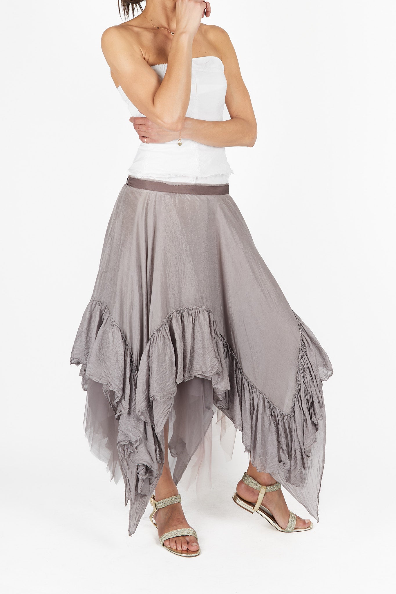 Pleated Pongé Skirt