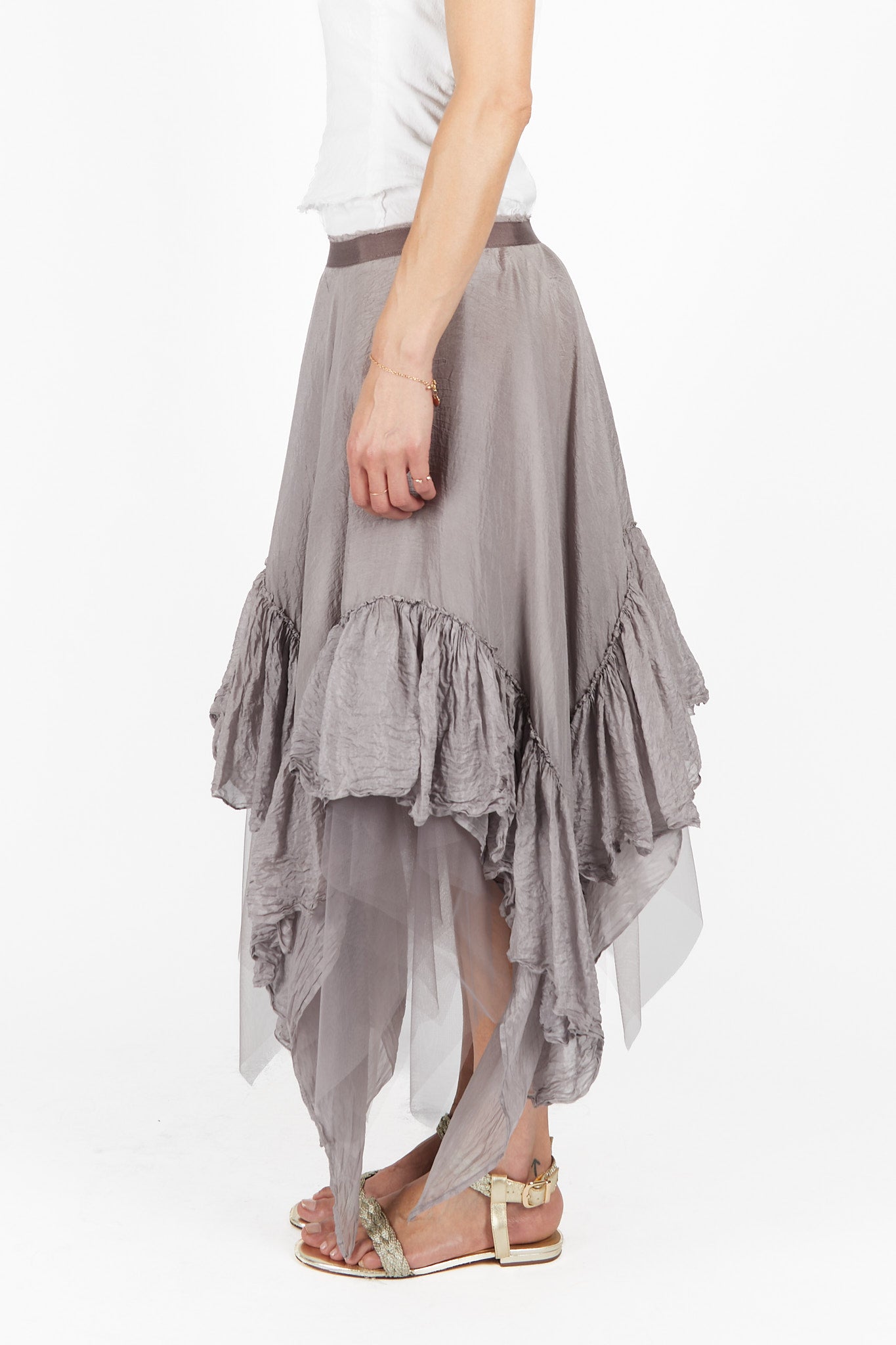 Pleated Pongé Skirt