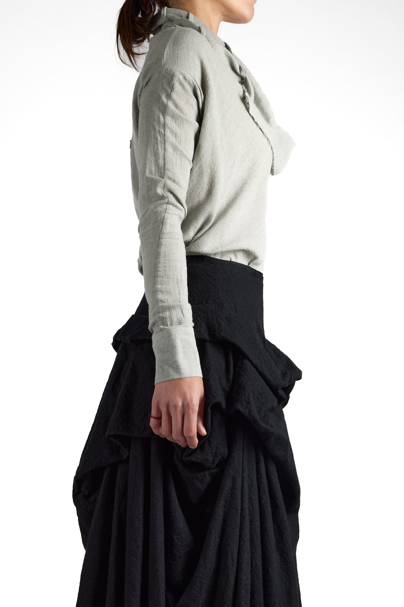 Pleated Draped Cowl Neck Top