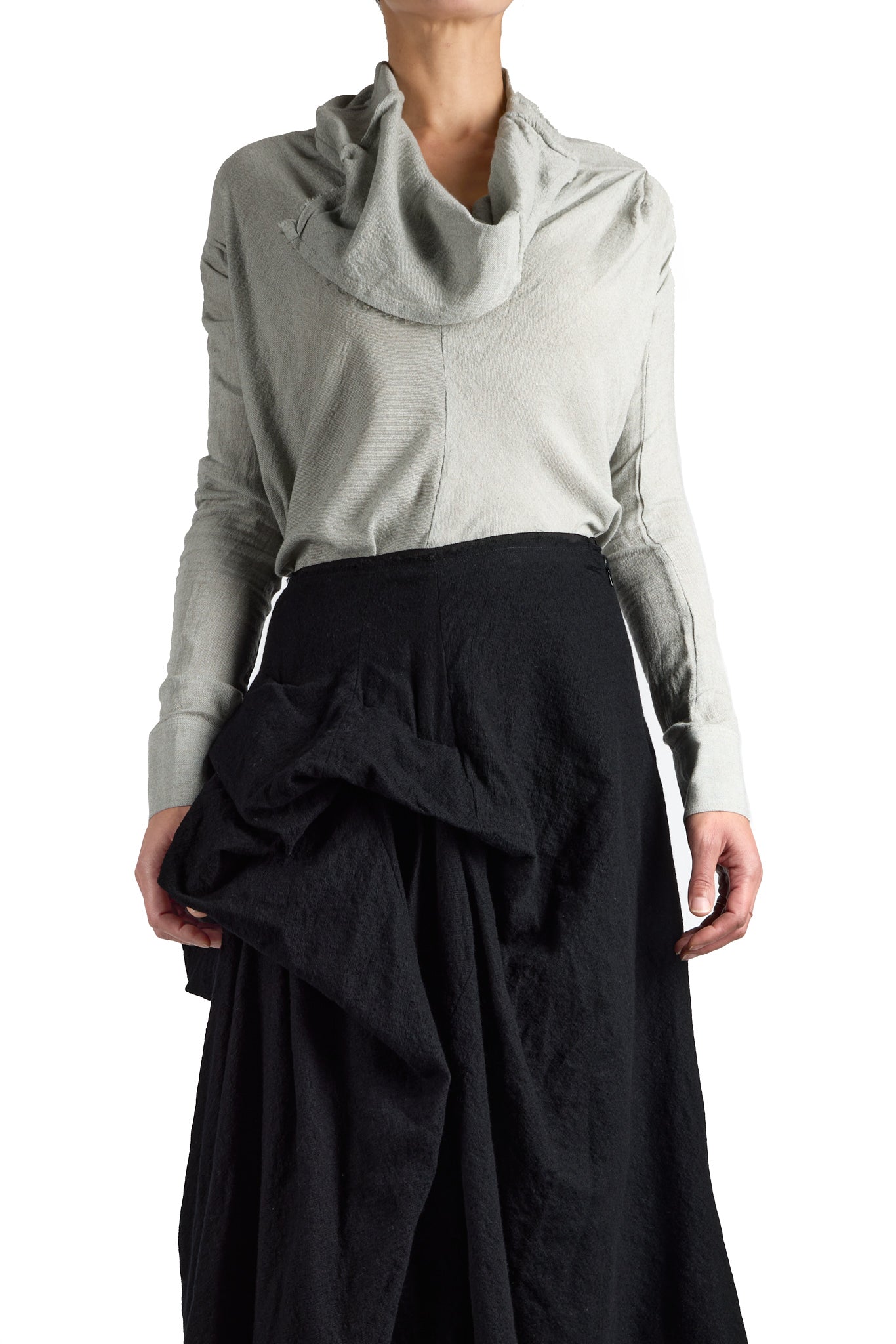 Pleated Draped Cowl Neck Top