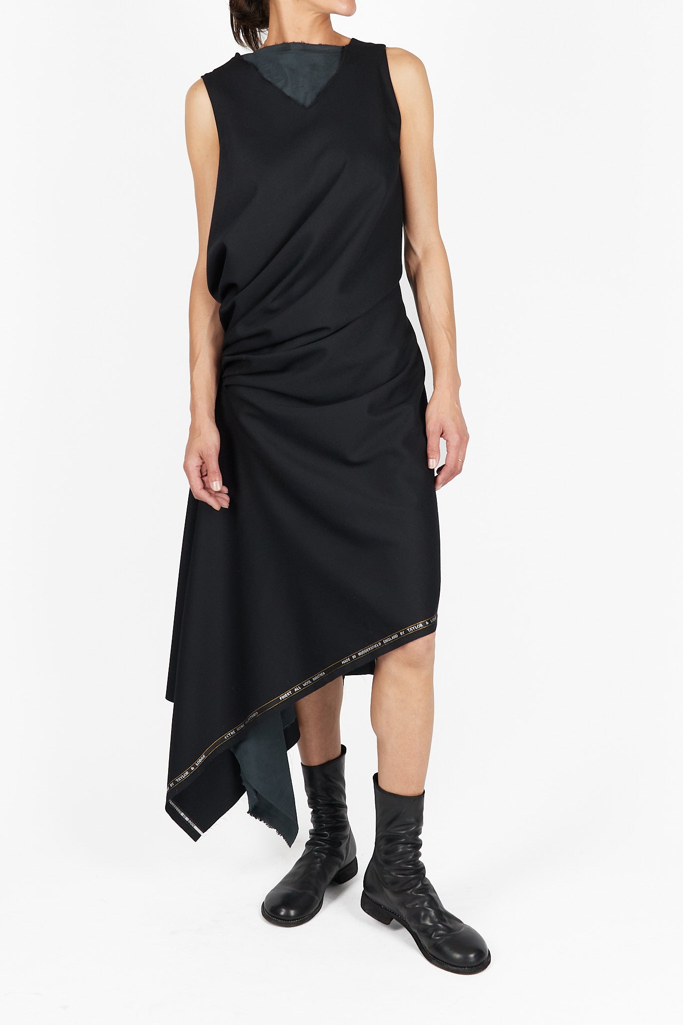 Side Pleat Wool Dress