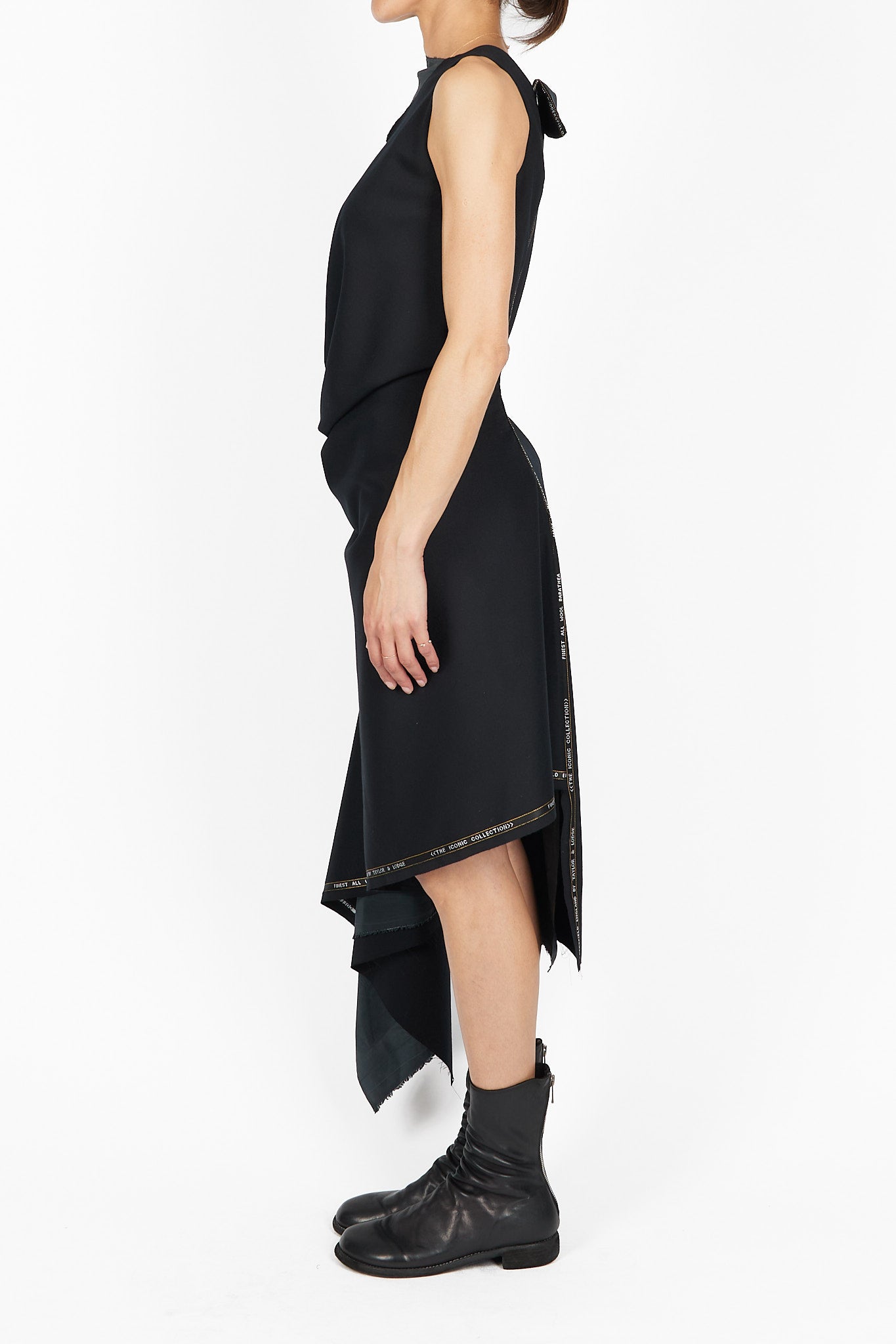 Side Pleat Wool Dress