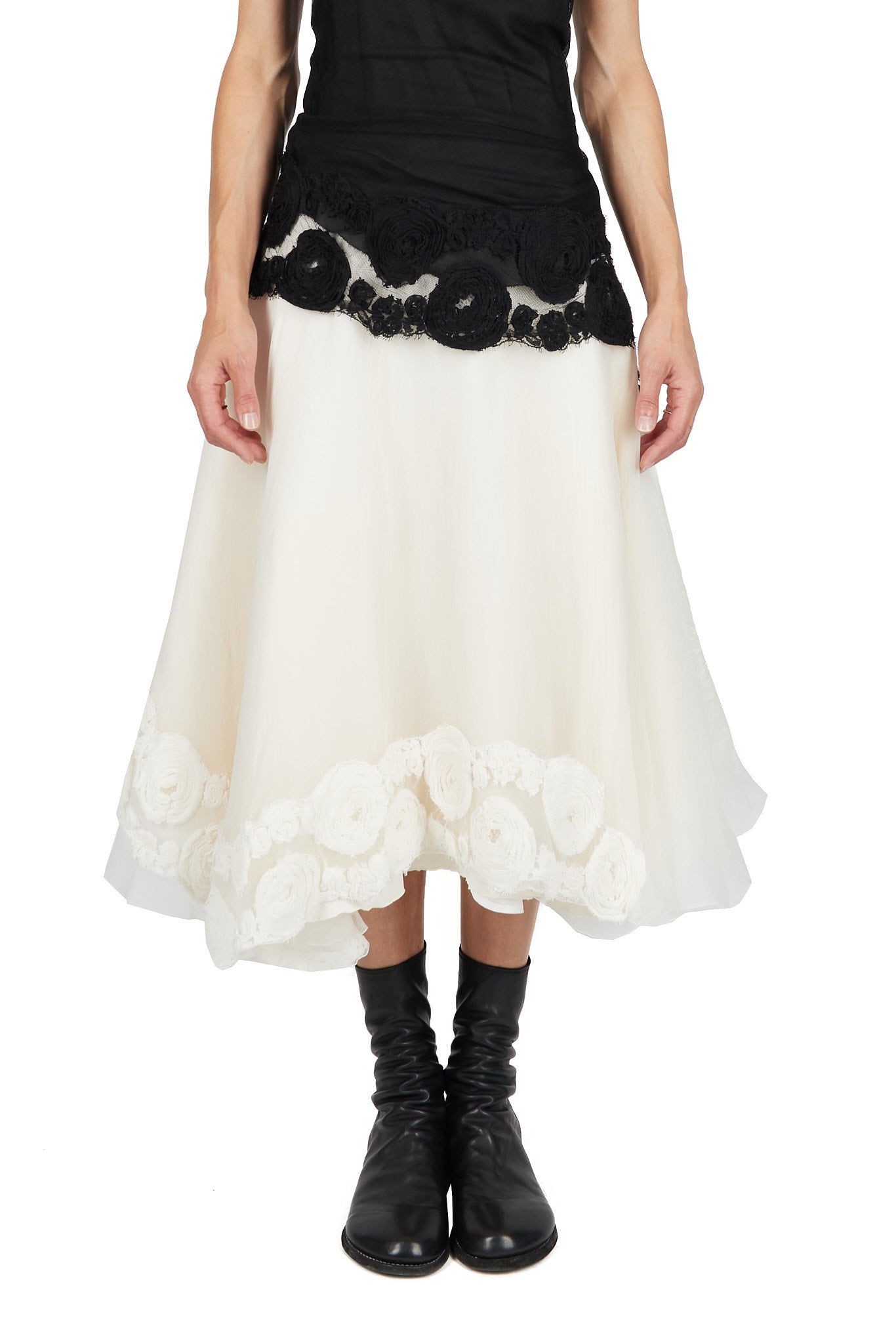 Embroidered Flowers Shaped Skirt